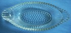 Vintage Heavy Clear Cut Glass Oval Relish Candy Nuts Snacks Dish 9x4x1 5  Ribbed