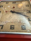 Vintage Telechron 2h11 Red Bakelite Art Deco Electric Wall Clock 1940s Kitchen