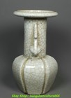 7 china Antique Song Dynasty Ge Kiln Porcelain Ice Crack Double Ear Bottle Vase