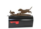 Beagle Hunting Dog Chasing Rabbit Metal Mailbox Topper 7 5 Inches Tall Brown