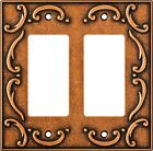 French Lace Double Decorator Wall Plate Double Gang Sponged Copper  