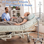 Medical Iv Pole With Wheels - Stainless Steel Adjustable 57  To 79  Height Iv St