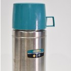 Vintage Thermos King Seeley Stainless Steel Quart Vacuum Bottle Teal Cup Mcm