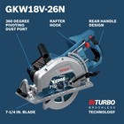 Bosch Gkw18v-26n-rt 18v 7-1 4 In  Rear Handle Circular Saw Certified Refurbished
