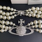 Authentic Vivienne Westwood Orb Triple Pearl Choker Necklace Silver With Box