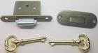 Antique Brass Roll Top Desk Lock Set Rounded Oval Catch 2 Keys Vintage Old Retro