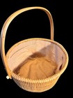 Large Nantucket Lightship Basket 15 1 2    Linen Lined Pockets Round Swing Handle