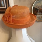 Sinamay Orange red Kentucky Derby Hat Sunday Tea Party Fascinator Royal Ascot