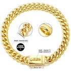 Gold Dog Collar Stainless Steel Cuban Link Chain 14mm Wide Metal Pet Necklace