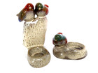 Vintage Majolica Glazed Ceramic Birds Figurines Votive Holders - Set Of 2