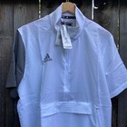 Adidas Mens Golf Windbreaker Shirt Top Short Sleeve Pullover Stadium White