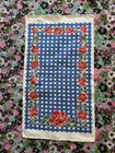 Vintage Startex Cotton linen Pink Roses Kitchen Tea Towel Blue Gingham Picnic