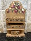 Vintage Strawberry Hand-painted Wooden Perpetual Wall Calendar Cottage Core Farm