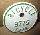 Bicycle License Tag - 1976 - Vintage   Original    Old -3  Round Bike Sign Plate