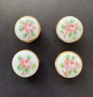 Antique Hand Painted Porcelain Floral Stud Buttons And Cabochon  Pink And Blue