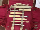 Vintage Travel Manicure Pedicure Celluloid   Bone Handle 8 Piece Set