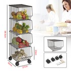 4tier Metal Wire Kitchen Organizer Storage Trolley Cart Rack Shelf Holder Basket