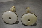Nice Antique Pair Empire French Bronze Alabaster Candle Holder Candlestick 1900