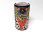 Mexican Folk Art Talavera Style Colorful Floral  Vase Tumbler  5-1 2 X 3 