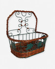 Wicker Metal Wall Basket Green Ivy Leaf Rustic Farmhouse Plant Holder Organizer