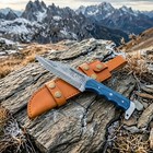 Damascus Serrated Hunting Knife     Fixed Blade Survival Knife With Sharp Saw Edge
