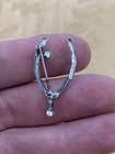 Vintage Sterling Silver 925 Tested Estate Acquired Pearl Wishbone Brooch Pin
