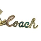 Coach Script Logo Ombre Rhinestone Bag Charm Gold Tone Keychain Accessory