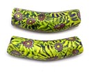2 Rare Antique Venetian Green Elbow Millefiori Glass African Trade Beads