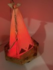 Vintage Native American Canvas Teepee Tipi Tabletop Lamp Night Light 7   