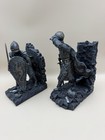 Medieval Knight Bookends Set Of 2 Dragon Shield Gothic Castle Decor