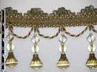 4  Exquisite Crystal Bead Tassel Fringe Trim Olive Green Gold Per Yard