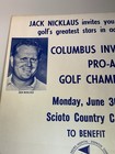 Rare 1969 - Original Press Poster Golf Jack Nicklaus - Proam Scioto Country Club