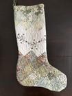 Handmade Quilted Christmas Stocking Floral Embroidery Blue Sage Green Toile 20   