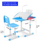 Blue Height Adjustable Kids Study Desk   Chair Sets Student Table W lamp drawer