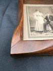 Antique Arts   Crafts Mission Oak Picture Frame Curved Wavy Wood Cabinet Photo