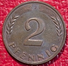 Cobalt Blue Toning High Grade  Au unc 1966 J  Germany 2 Pfennig Coin-jan272
