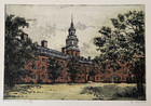 Harvard University - Rare Vintage Water Color Etching - Signed By R  Gould