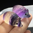 Natural Rainbow Fluorite Quartz Crystal Stone Hedgehog Carved Healing Reiki Gift
