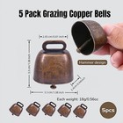 5 Pack Small Metal Cow Bells Red Bronze Grazing Bells Dogs Goats Sheep