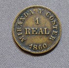 1860 Santo Domingo  Dominican Republic Store Token   Miranda Y Coster   1 Real