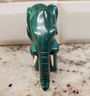Vintage Elephant Statue Natural Malachite Green Carved Small Figurine  Mint Cond