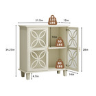 Free Standing Cabinet  Glass Door Storage  Cream Modern Retro Console Table