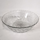 Vintage Indiana Glass Clear Weavetex Large Salad Serving Dish 9  Fruit Bowl