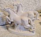 Rare Version Vintage Japan White Running Horses Figurine Statue