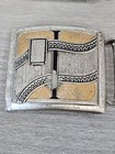 2 Vintage Belt Buckles 1 25  Silver Plated  Fabric Belt Buckle  Unique Pattern 