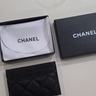 Chanel Black Quilted Logo Credit Card Holder Wallet For Women