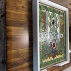 Leaded Rectangle Stained Glass Window Panel With Floral Design