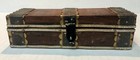 India Indian Wood Antique Covered Hinged Box Brass   Silver Tone Metals