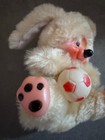Vintage Yellow Monchichi Monkey Plush With Soccer Ball  1970s