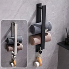 40cm Self Adhesive Towel Rack With Hooks Stainless Steel Towel Holder Wall Mount